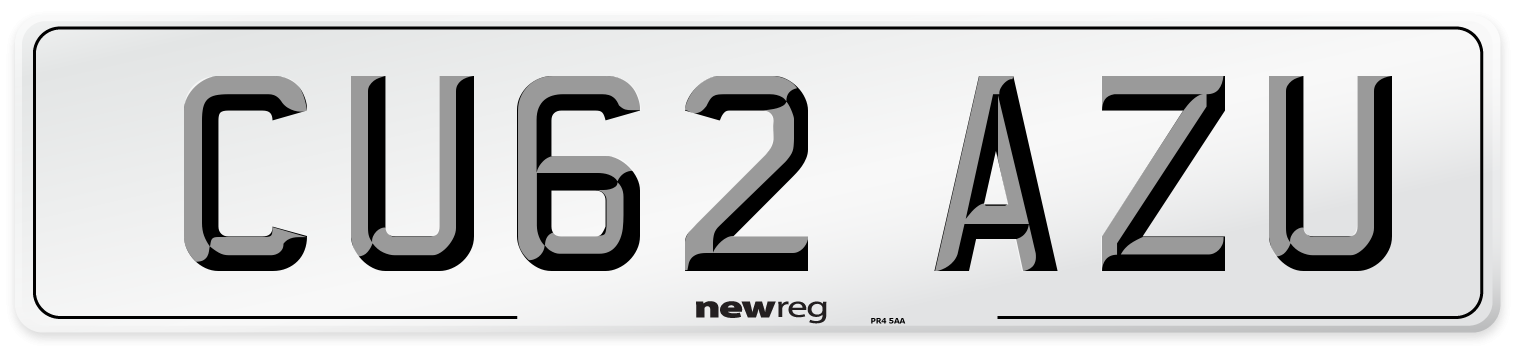 CU62 AZU Number Plate from New Reg